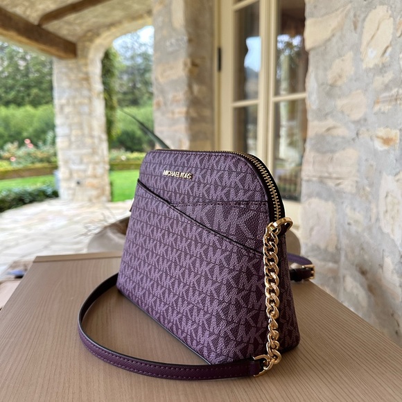 MICHAEL KORS JET SET TRAVEL DOME CROSSBODY SHOULDER BAG MK BORDEAUX MULTI - Picture 8 of 8